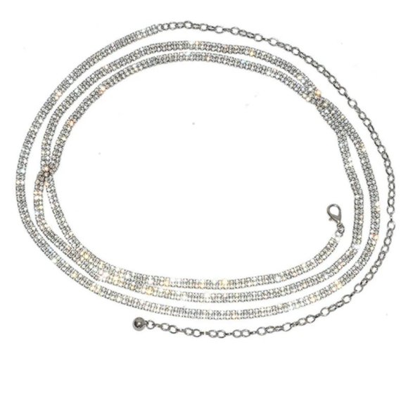 Women Rhinestone  Metal Dress Belt adjustable to 74.8 inches (190 cm)
